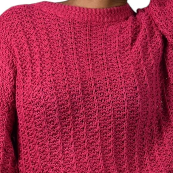 Vintage Cacharel Chunky Sweater Pink Pullover Slouchy Cable Knit Crewneck XL - Picture 4 of 16